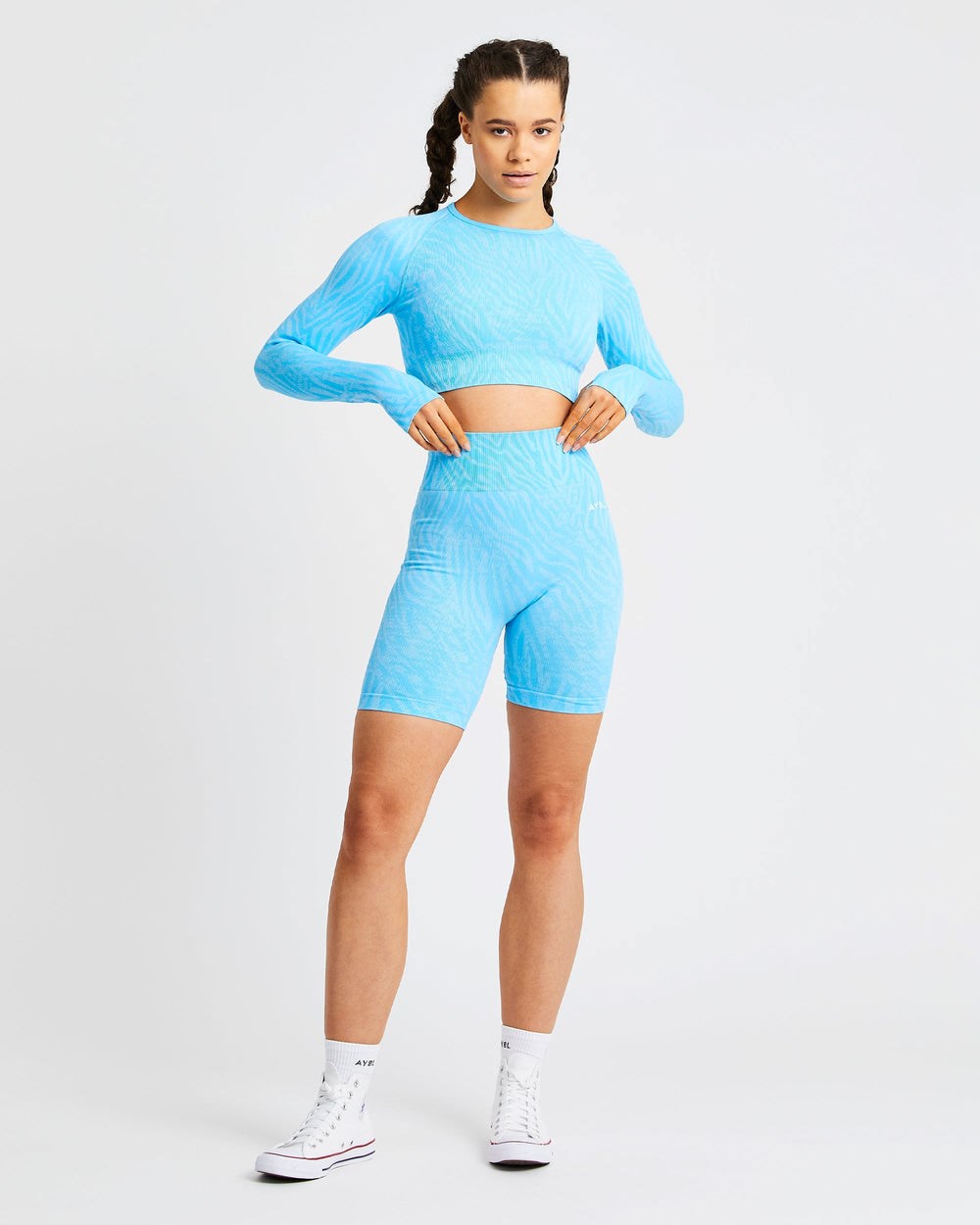 AYBL Evolve Animal Seamless Long Sleeve Crop Top Blau | 691-HGBFJU