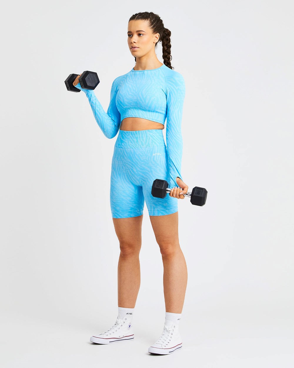 AYBL Evolve Animal Seamless Long Sleeve Crop Top Blau | 691-HGBFJU