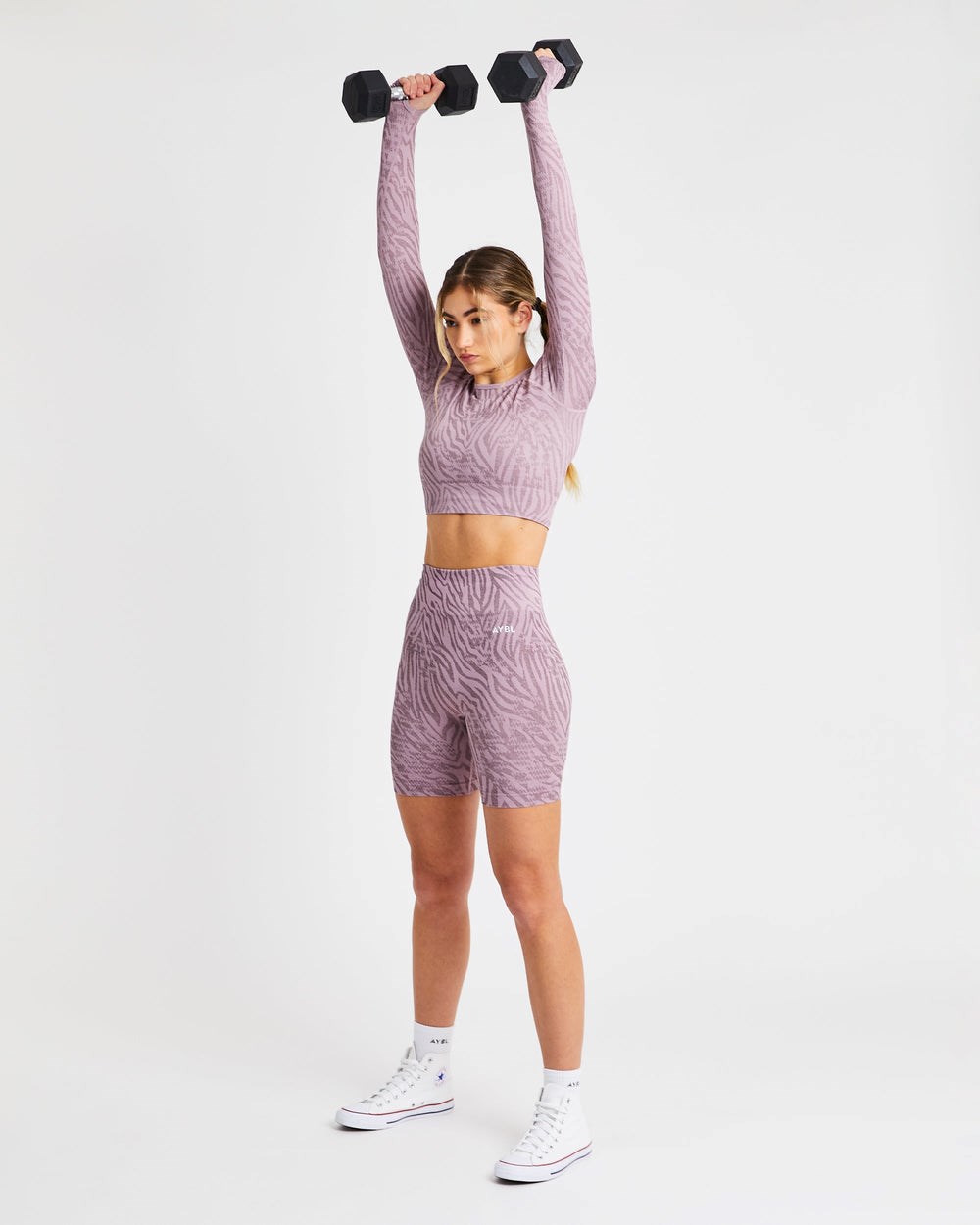 AYBL Evolve Animal Seamless Long Sleeve Crop Top Mauve Lilac | 974-YLTPKJ