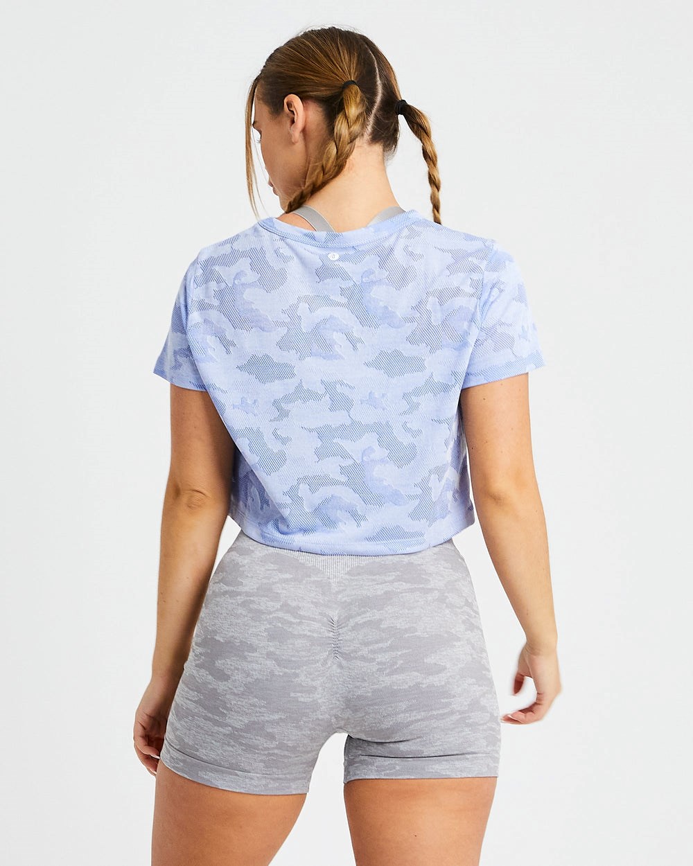 AYBL Evolve Camo Crop T Shirt Blau | 429-YGWLHP