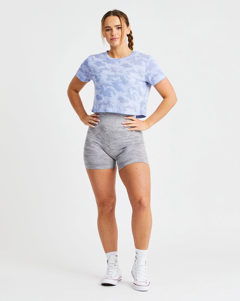 AYBL Evolve Camo Crop T Shirt Blau | 429-YGWLHP