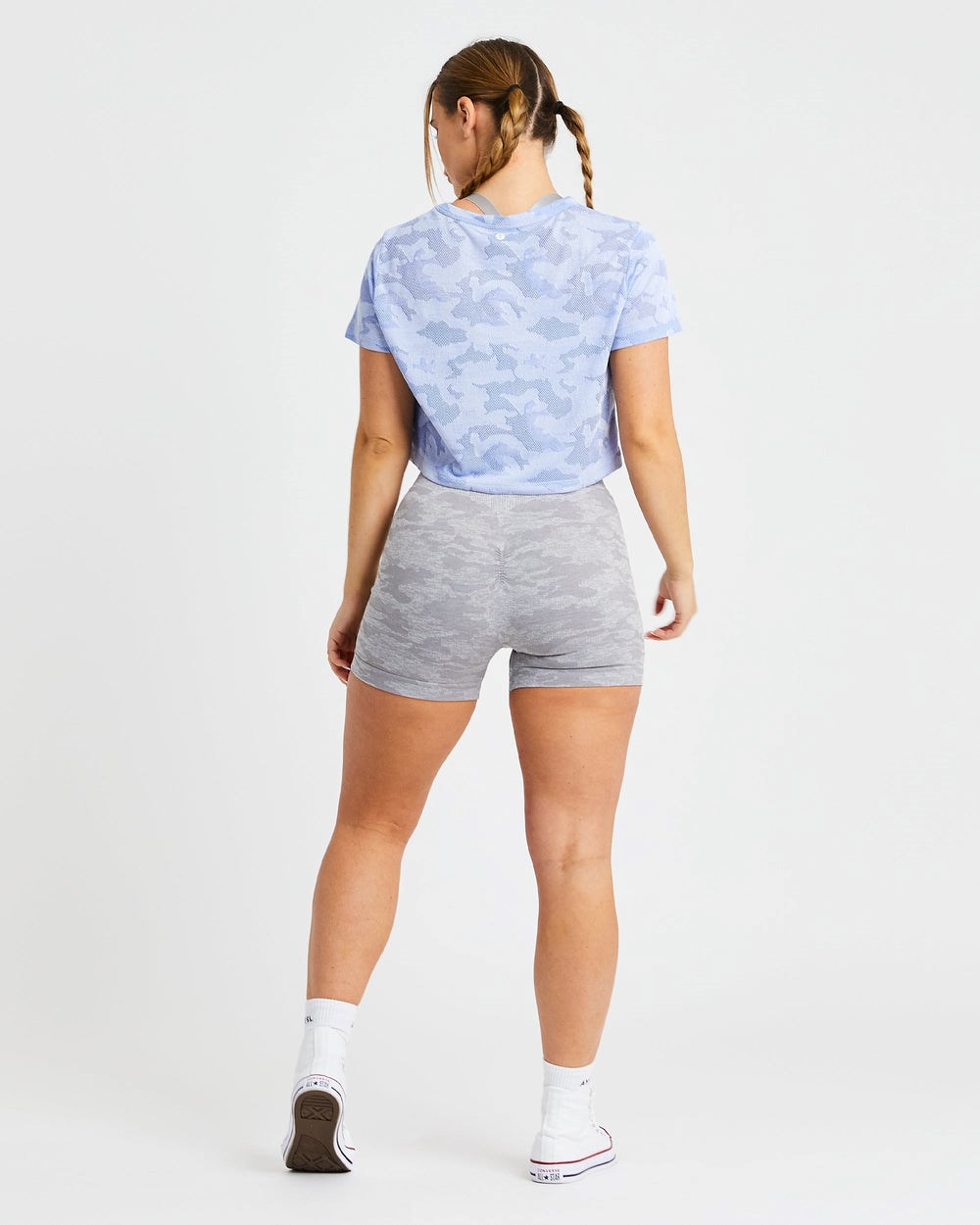 AYBL Evolve Camo Crop T Shirt Blau | 429-YGWLHP