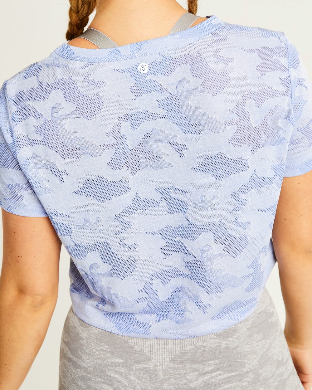 AYBL Evolve Camo Crop T Shirt Blau | 429-YGWLHP