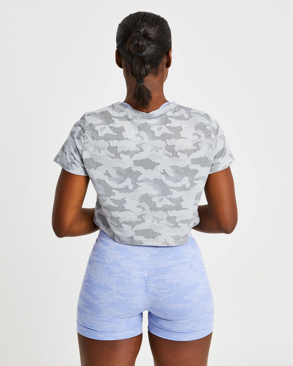 AYBL Evolve Camo Crop T Shirt Grau | 382-VHNKWM