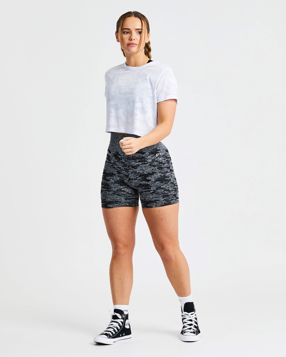 AYBL Evolve Camo Crop T Shirt Weiß | 938-FZYBHD