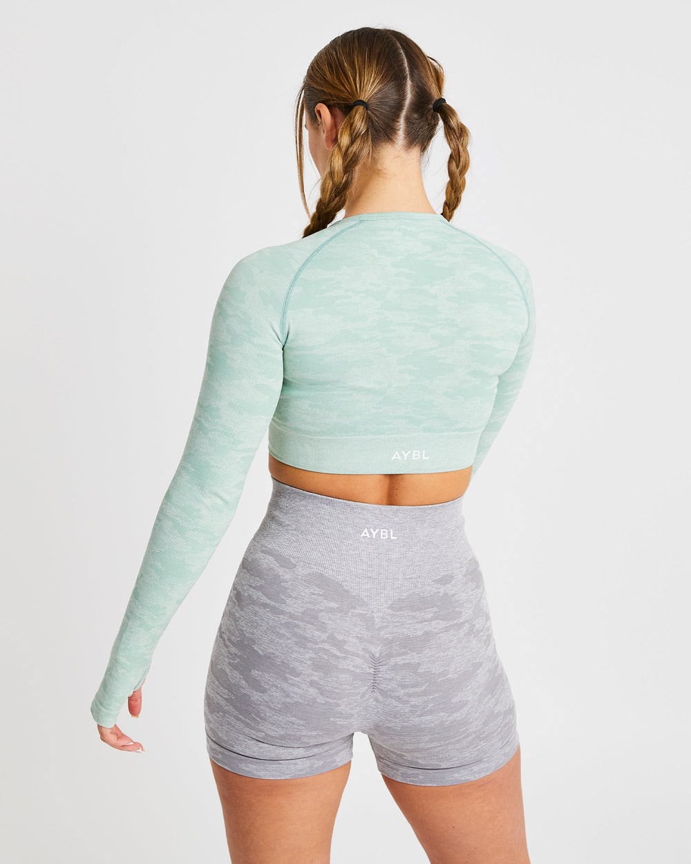 AYBL Evolve Camo Seamless Long Sleeve Crop Top Grün | 072-CZNFXI