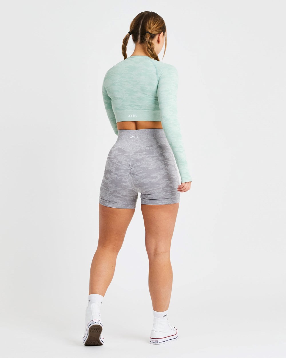 AYBL Evolve Camo Seamless Long Sleeve Crop Top Grün | 072-CZNFXI