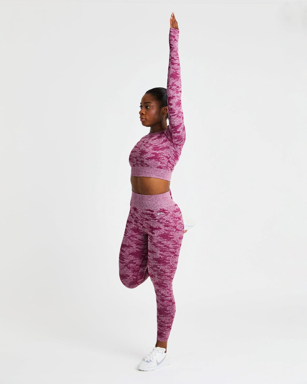 AYBL Evolve Camo Seamless Long Sleeve Crop Top Bordeaux | 519-ERGDQV