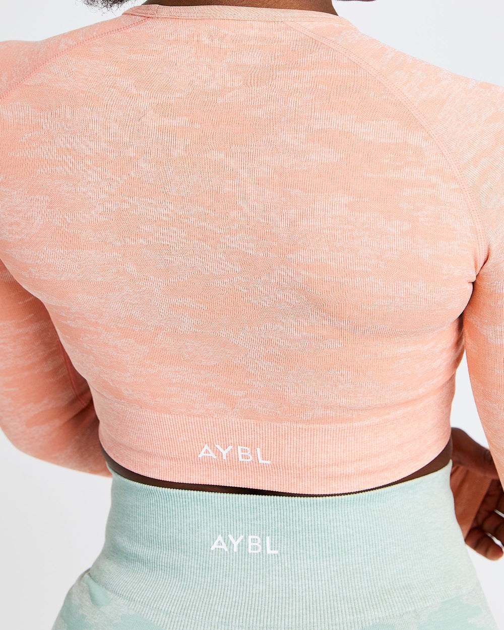 AYBL Evolve Camo Seamless Long Sleeve Crop Top Peach | 576-YMARNS