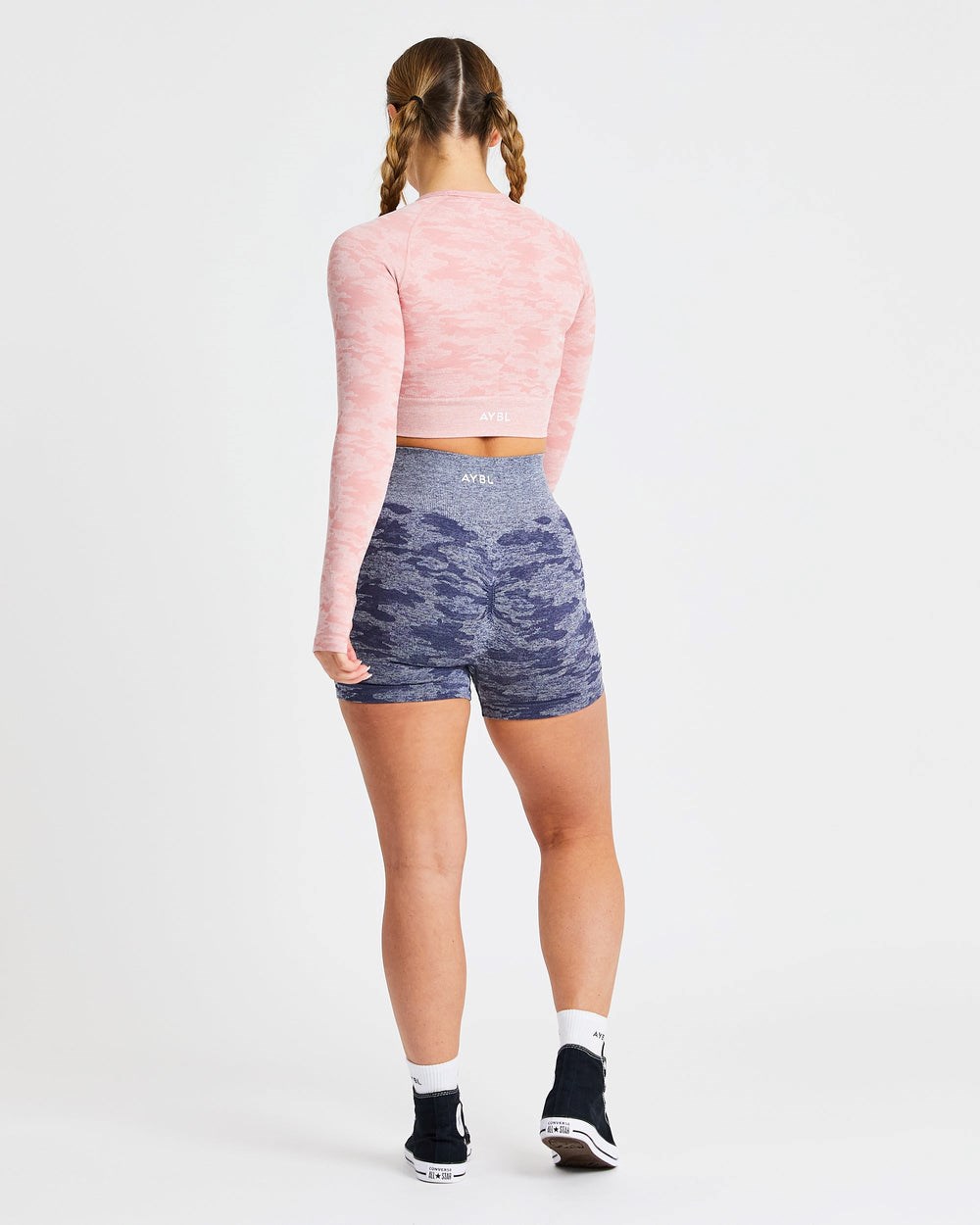 AYBL Evolve Camo Seamless Long Sleeve Crop Top Rosa | 683-EANDZC