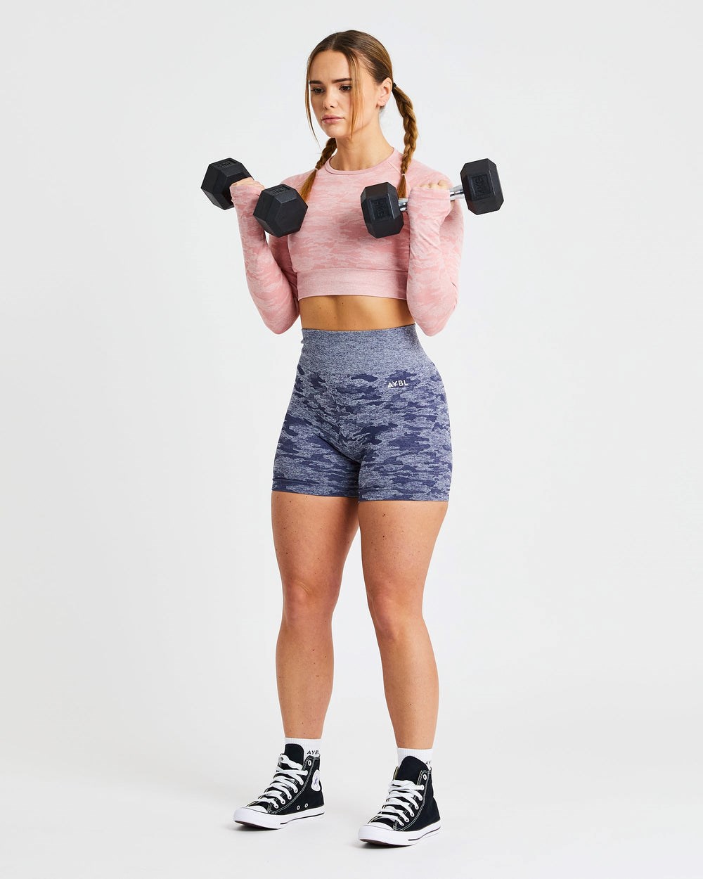 AYBL Evolve Camo Seamless Long Sleeve Crop Top Rosa | 683-EANDZC