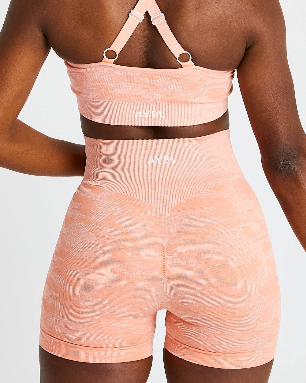 AYBL Evolve Camo Seamless Shorts Peach | 097-BXUMKQ