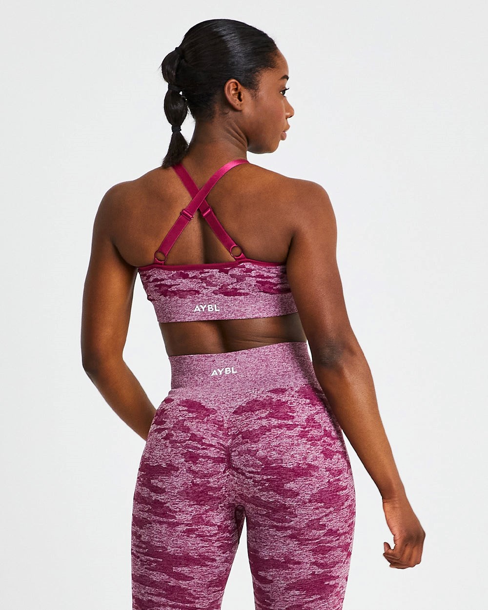 AYBL Evolve Camo Seamless Sports Bra Bordeaux | 354-YJGDZC