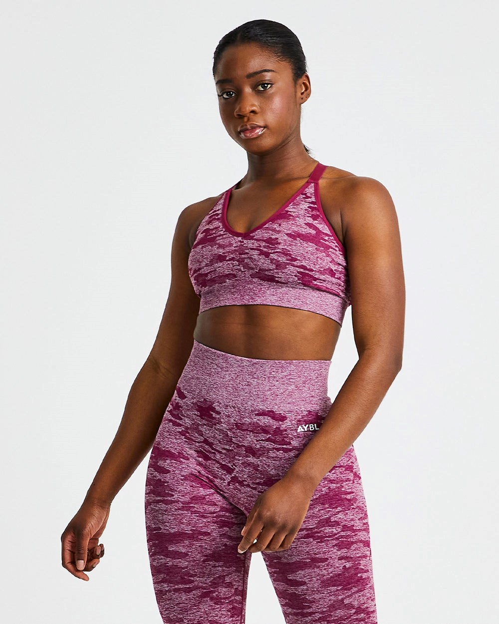 AYBL Evolve Camo Seamless Sports Bra Bordeaux | 354-YJGDZC