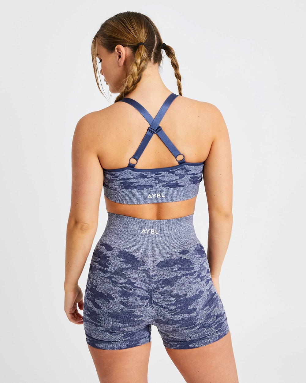 AYBL Evolve Camo Seamless Sports Bra Navy | 402-GBXCTO