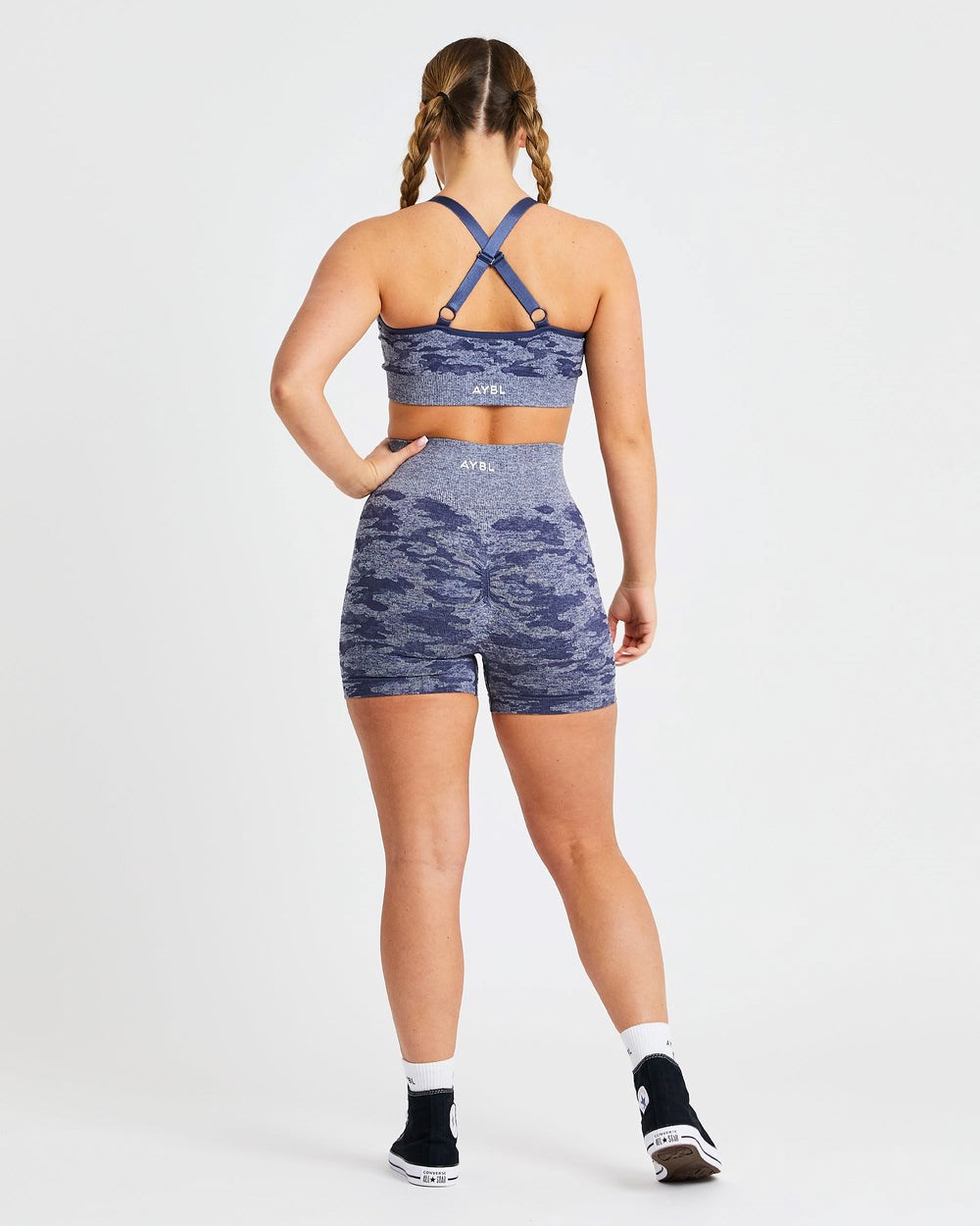 AYBL Evolve Camo Seamless Sports Bra Navy | 402-GBXCTO