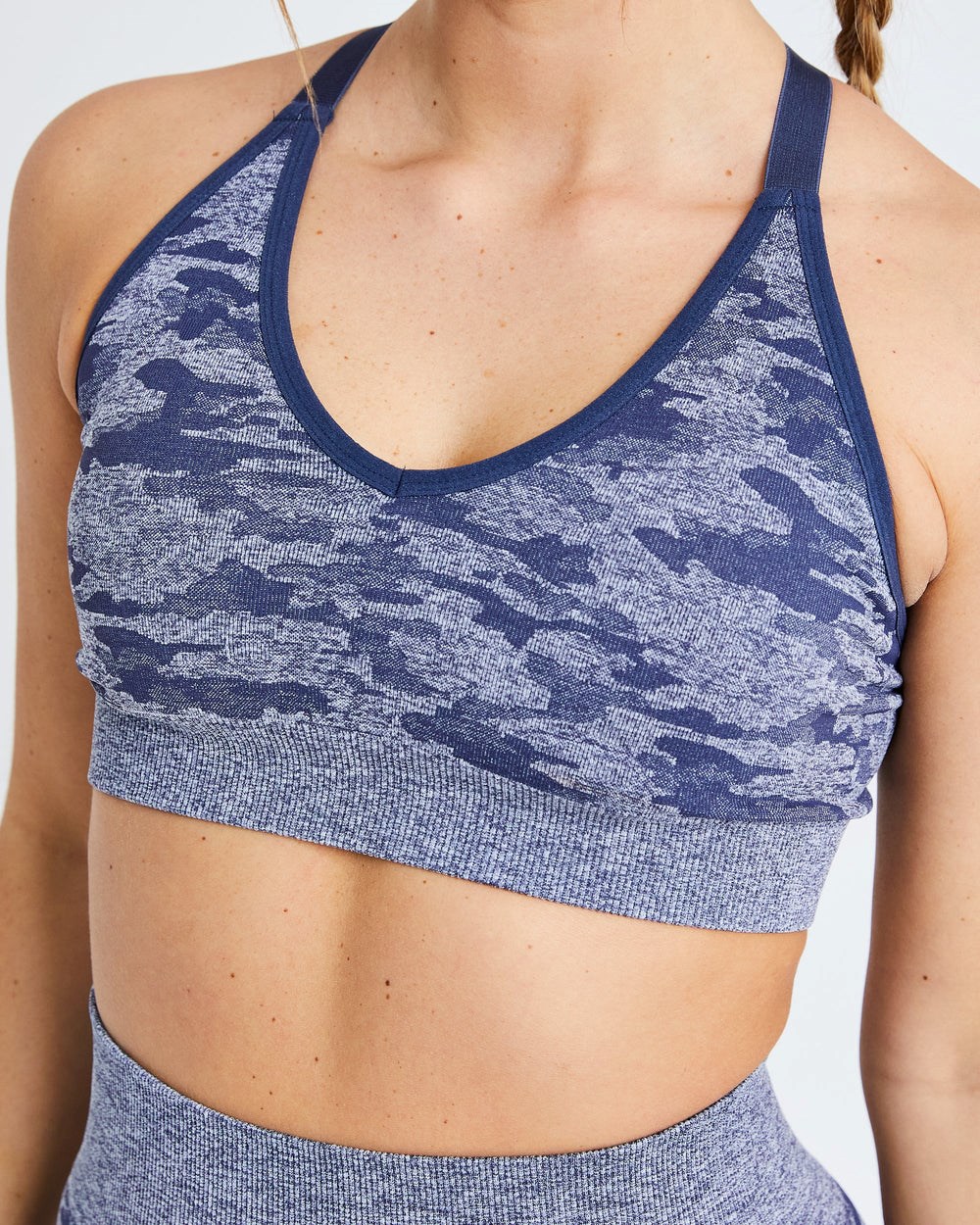 AYBL Evolve Camo Seamless Sports Bra Navy | 402-GBXCTO