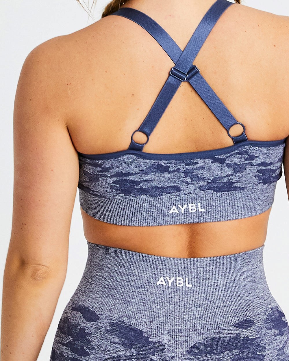 AYBL Evolve Camo Seamless Sports Bra Navy | 402-GBXCTO