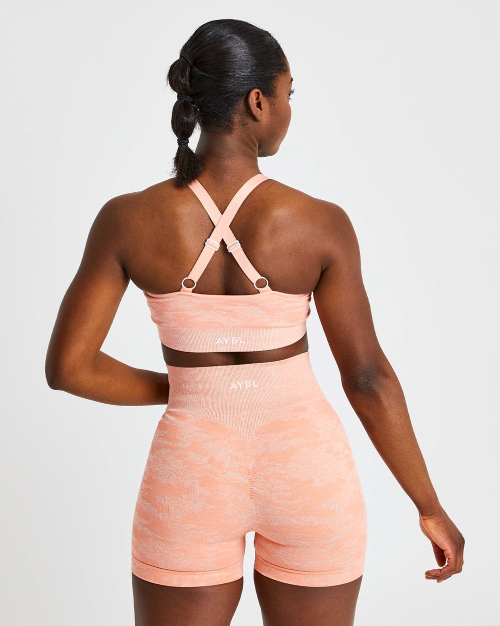 AYBL Evolve Camo Seamless Sports Bra Peach | 346-KGRLCS