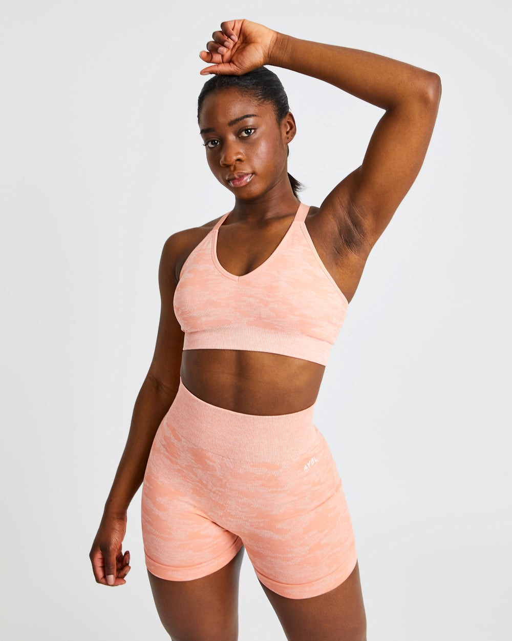 AYBL Evolve Camo Seamless Sports Bra Peach | 346-KGRLCS