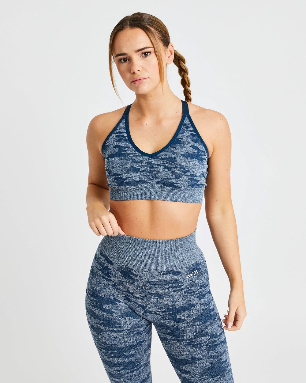 AYBL Evolve Camo Seamless Sports Bra Teal | 150-JHDCXU