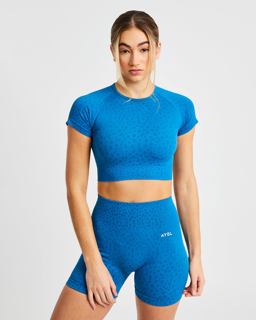 AYBL Evolve Speckle Seamless Crop Top Blau | 675-DVROYS