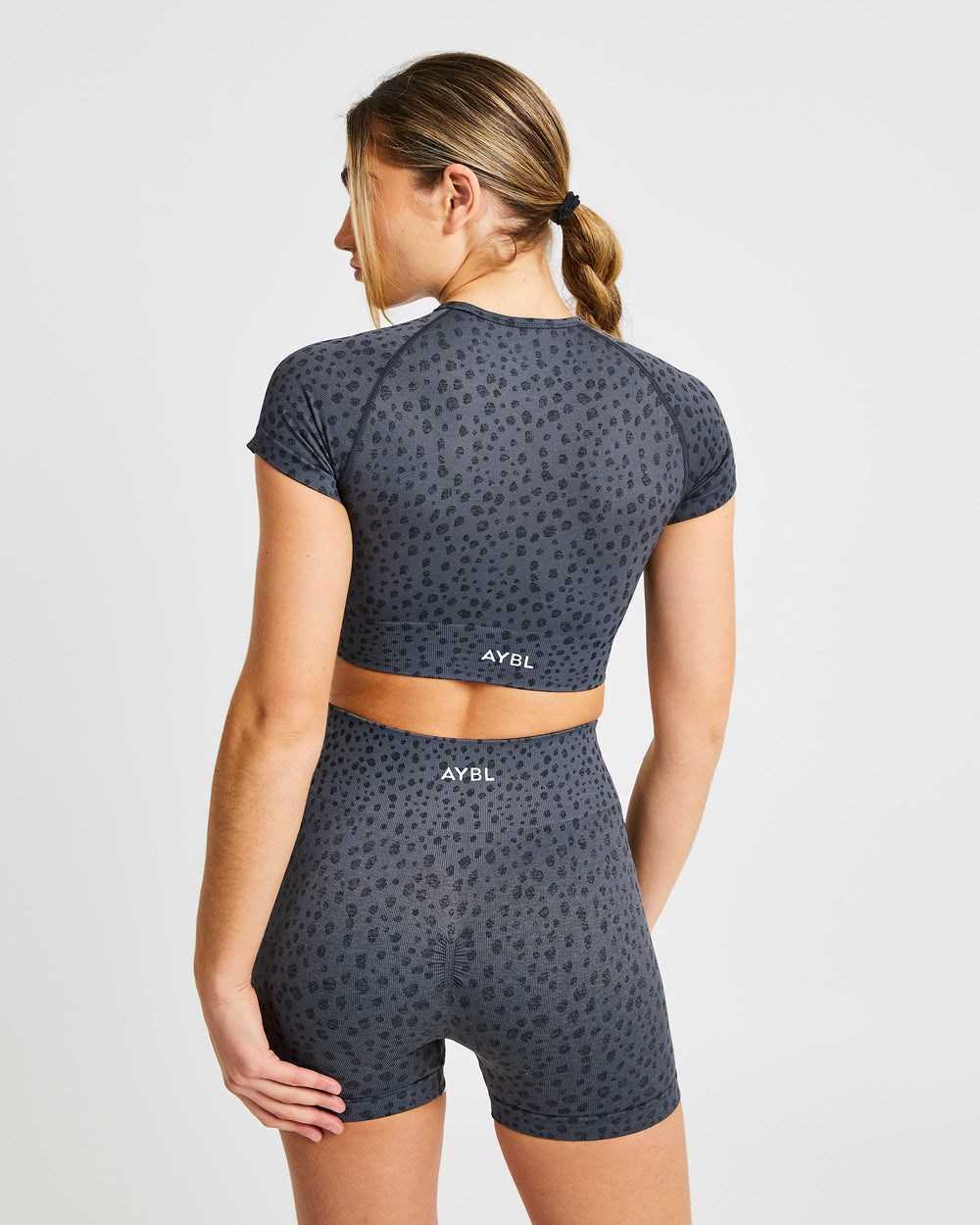 AYBL Evolve Speckle Seamless Crop Top Charcoal | 029-VUSZNK