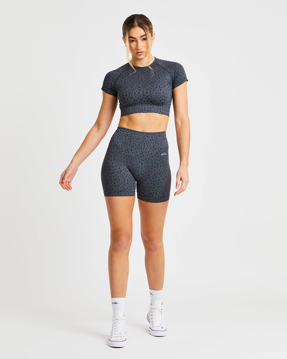 AYBL Evolve Speckle Seamless Crop Top Charcoal | 029-VUSZNK