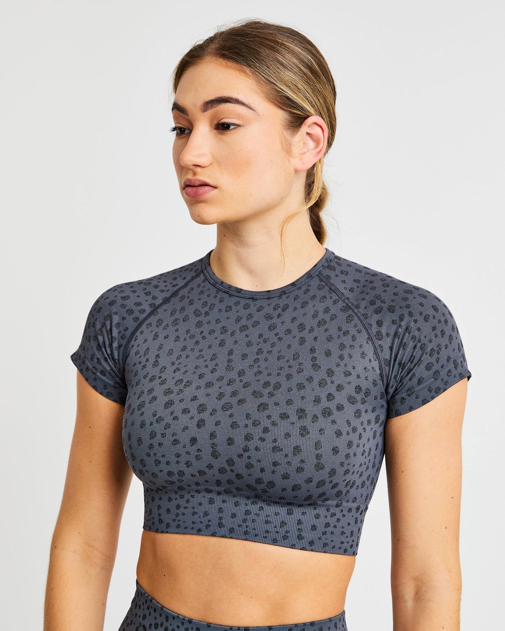 AYBL Evolve Speckle Seamless Crop Top Charcoal | 029-VUSZNK