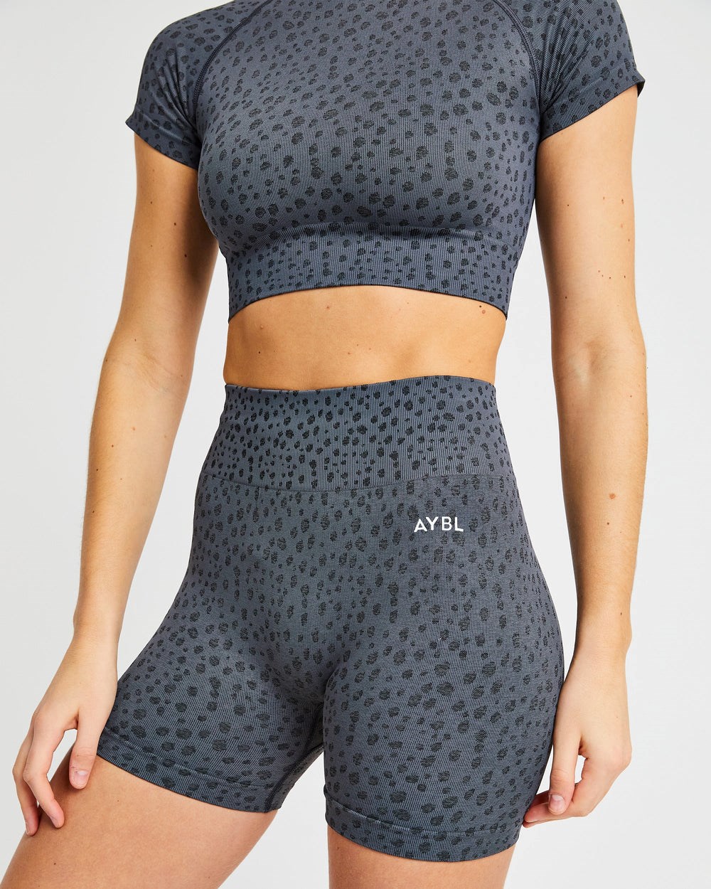 AYBL Evolve Speckle Seamless Crop Top Charcoal | 029-VUSZNK