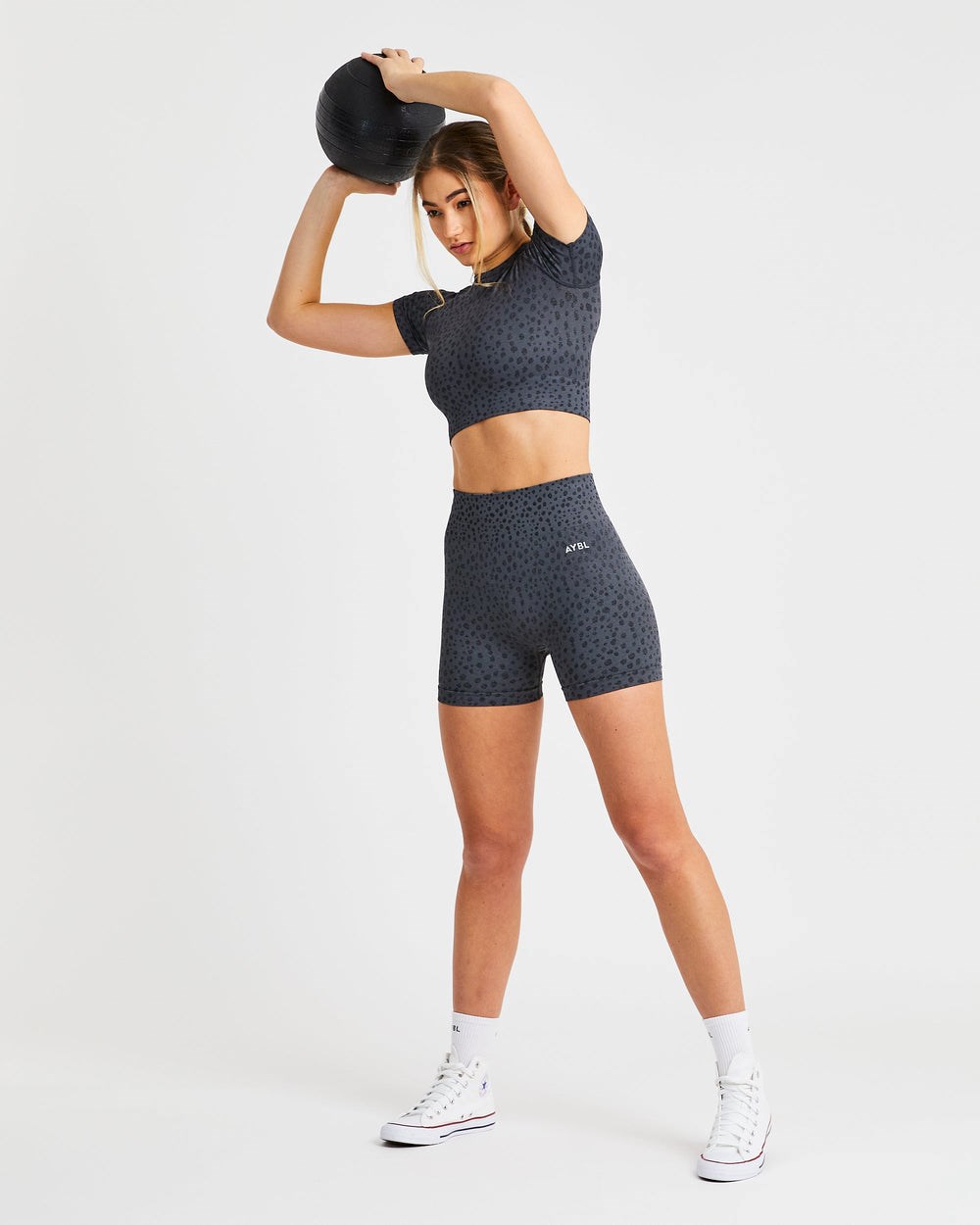 AYBL Evolve Speckle Seamless Crop Top Charcoal | 029-VUSZNK