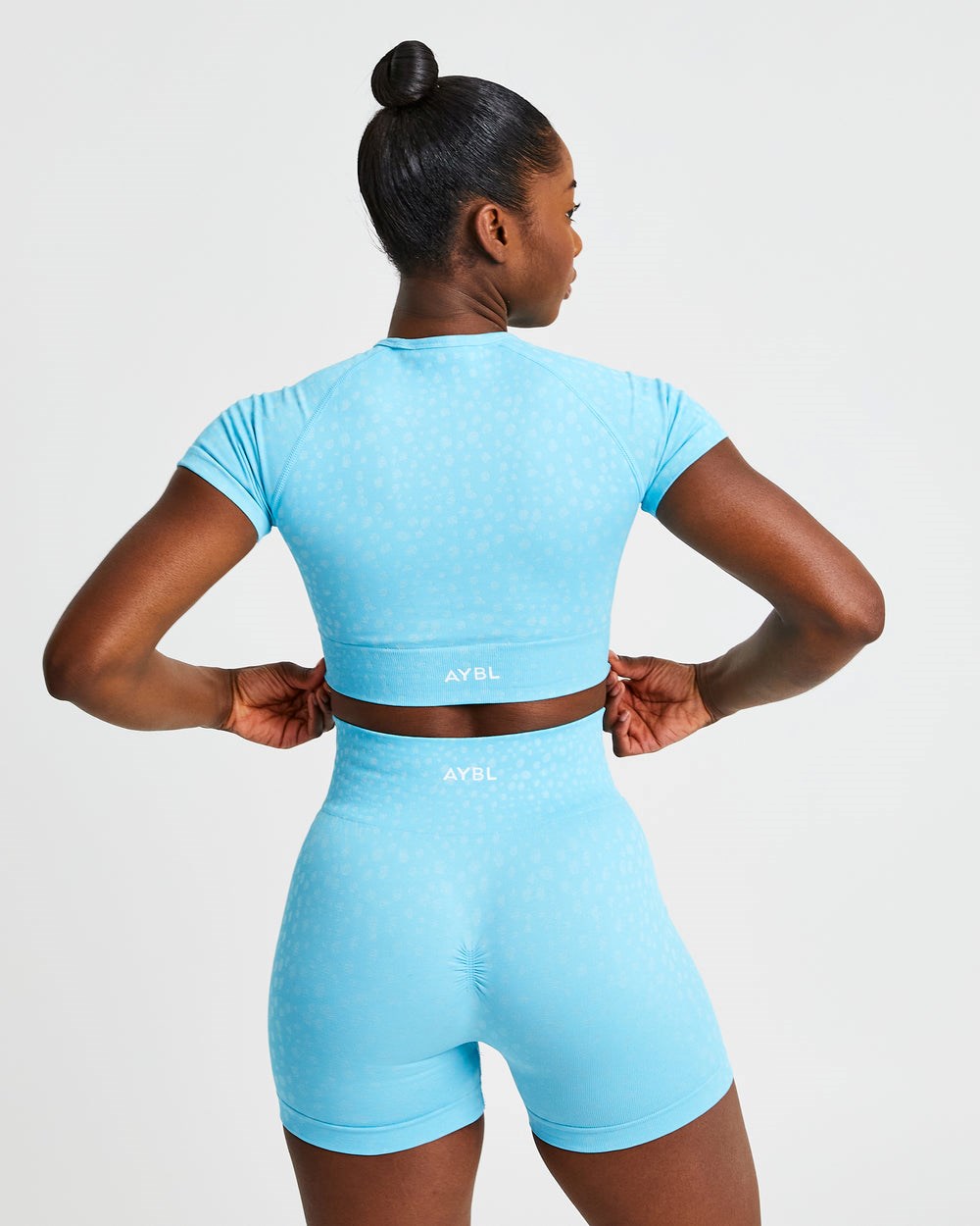 AYBL Evolve Speckle Seamless Crop Top Hellblau | 237-XWMJAF