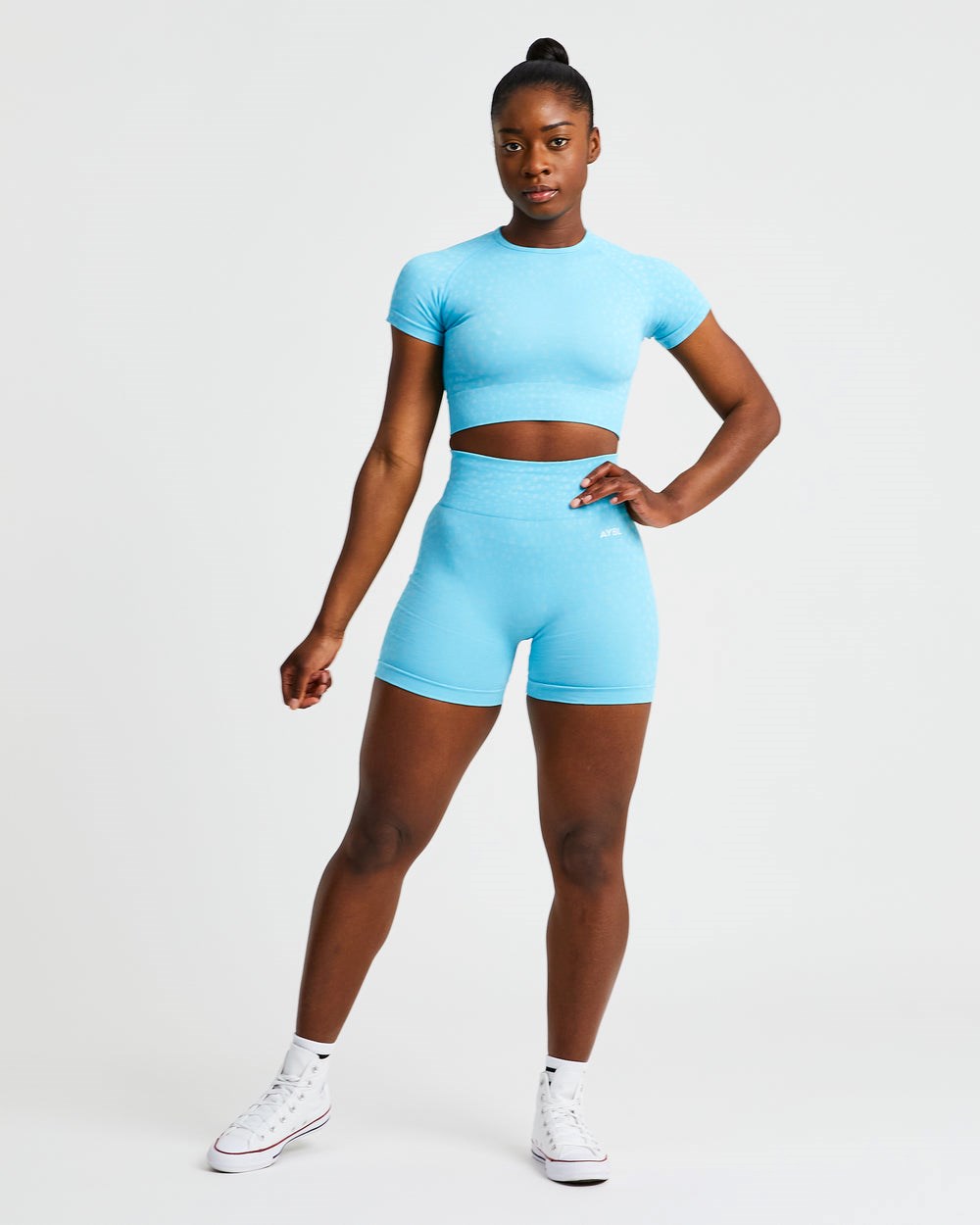 AYBL Evolve Speckle Seamless Crop Top Hellblau | 430-CKXGMQ