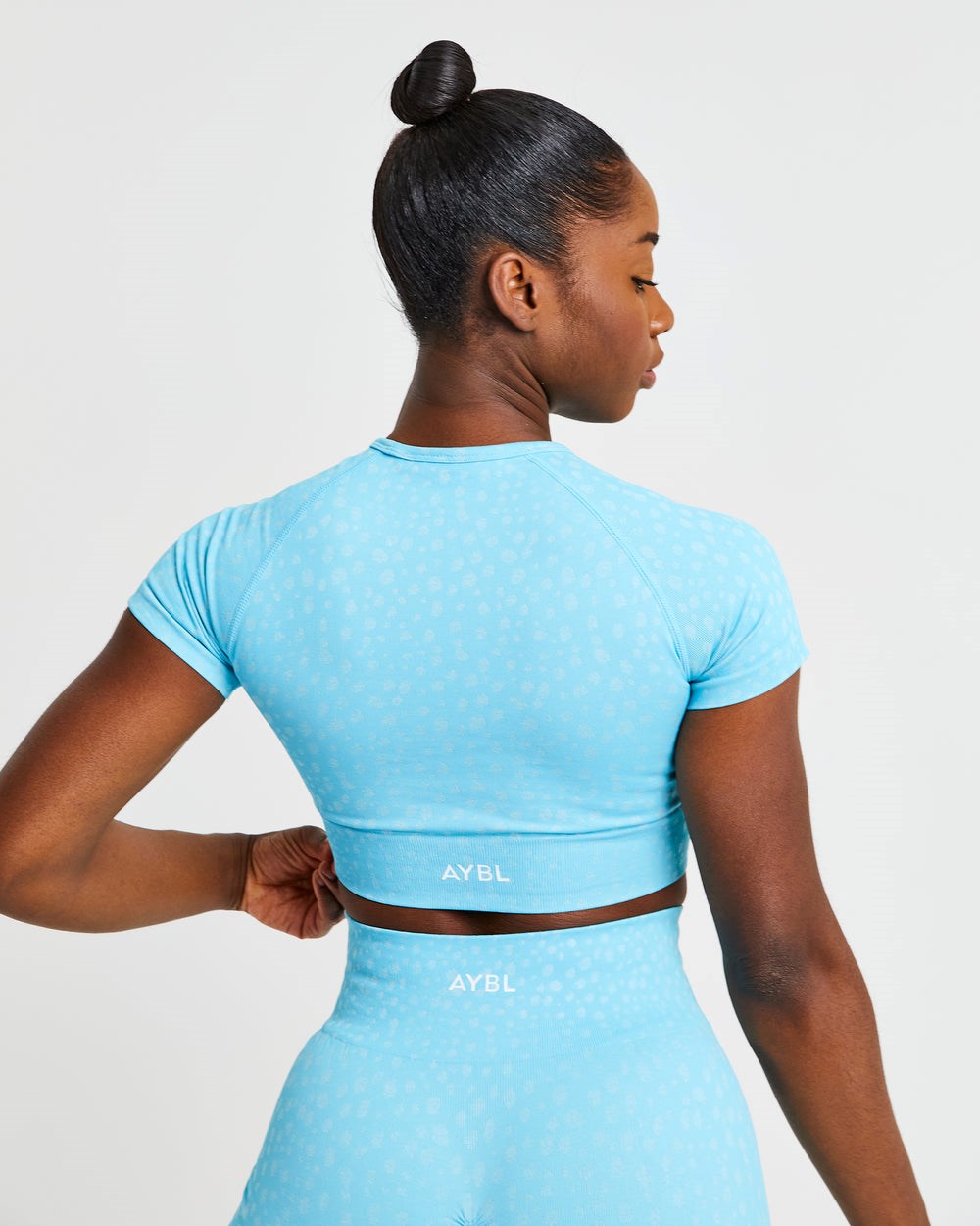 AYBL Evolve Speckle Seamless Crop Top Hellblau | 430-CKXGMQ