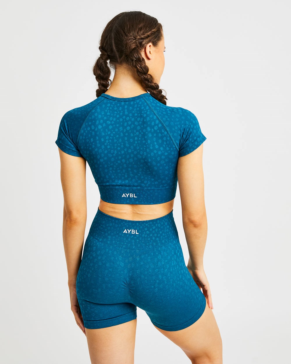 AYBL Evolve Speckle Seamless Crop Top Teal | 132-WJVCKN