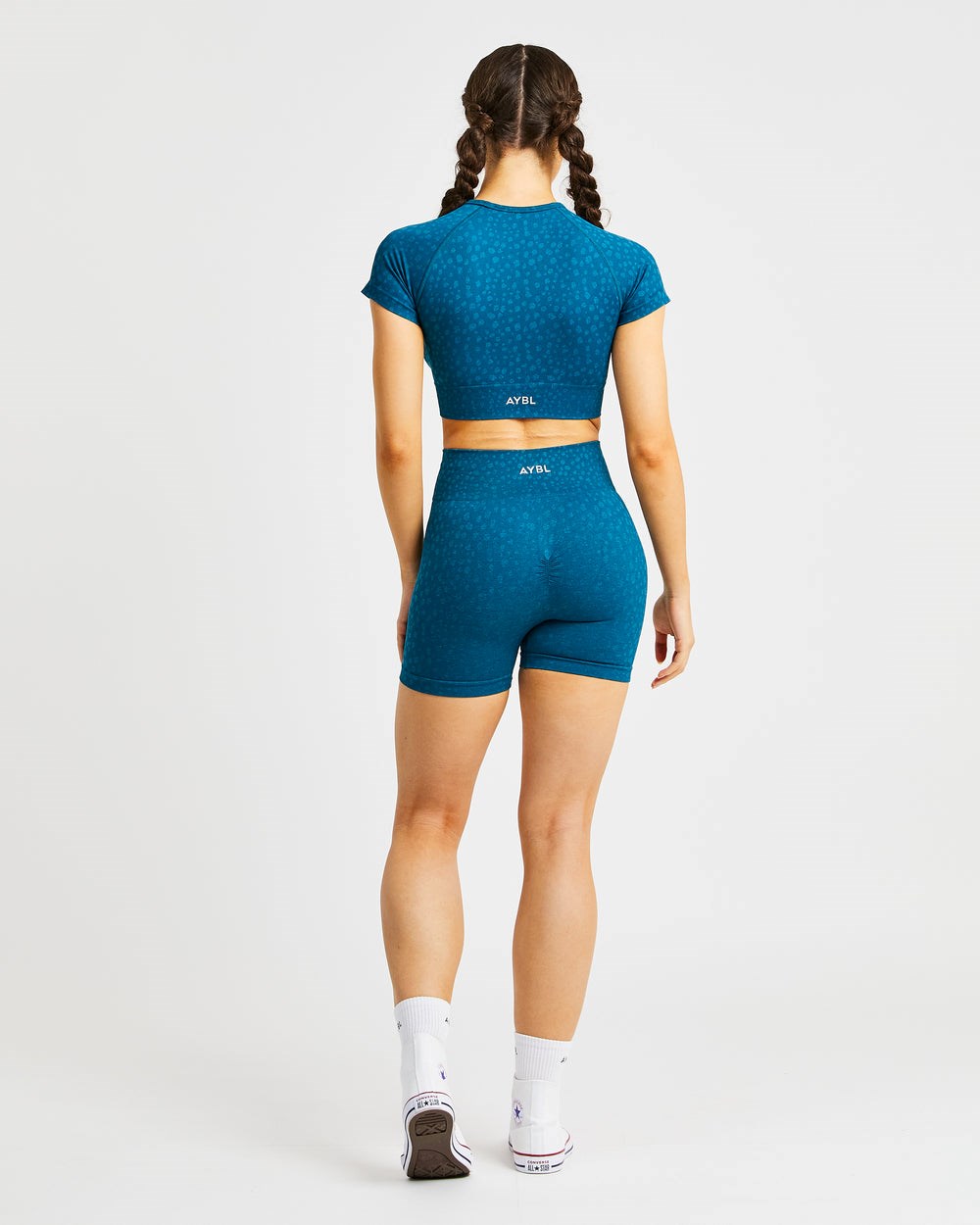 AYBL Evolve Speckle Seamless Crop Top Teal | 132-WJVCKN