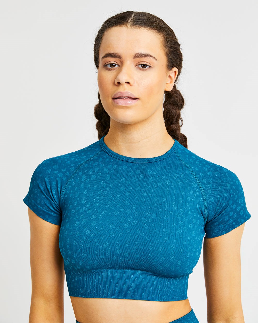 AYBL Evolve Speckle Seamless Crop Top Teal | 132-WJVCKN