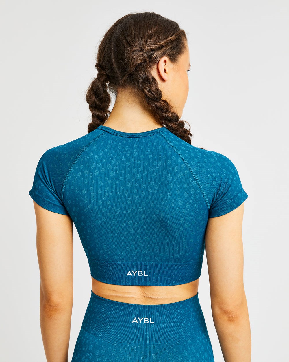 AYBL Evolve Speckle Seamless Crop Top Teal | 132-WJVCKN