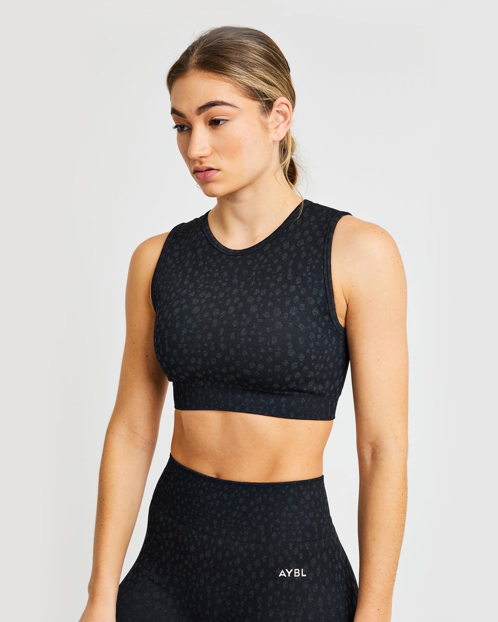 AYBL Evolve Speckle Seamless Crop Vest Schwarz | 826-GXAMHO