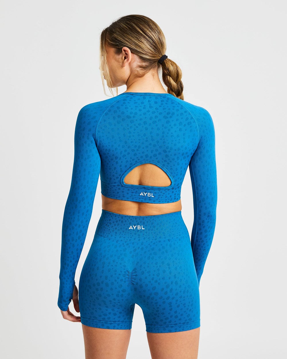 AYBL Evolve Speckle Seamless Long Sleeve Crop Top Blau | 041-MYXORS