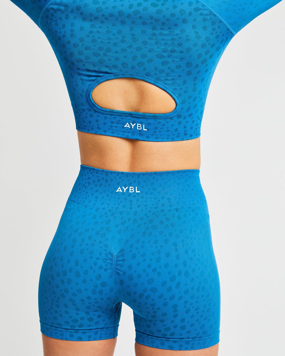 AYBL Evolve Speckle Seamless Long Sleeve Crop Top Blau | 041-MYXORS