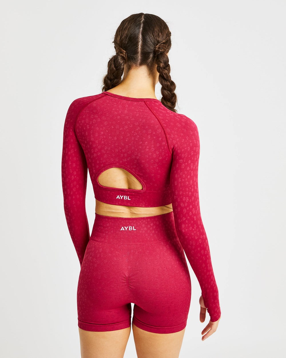 AYBL Evolve Speckle Seamless Long Sleeve Crop Top Raspberry | 127-LWMRJY