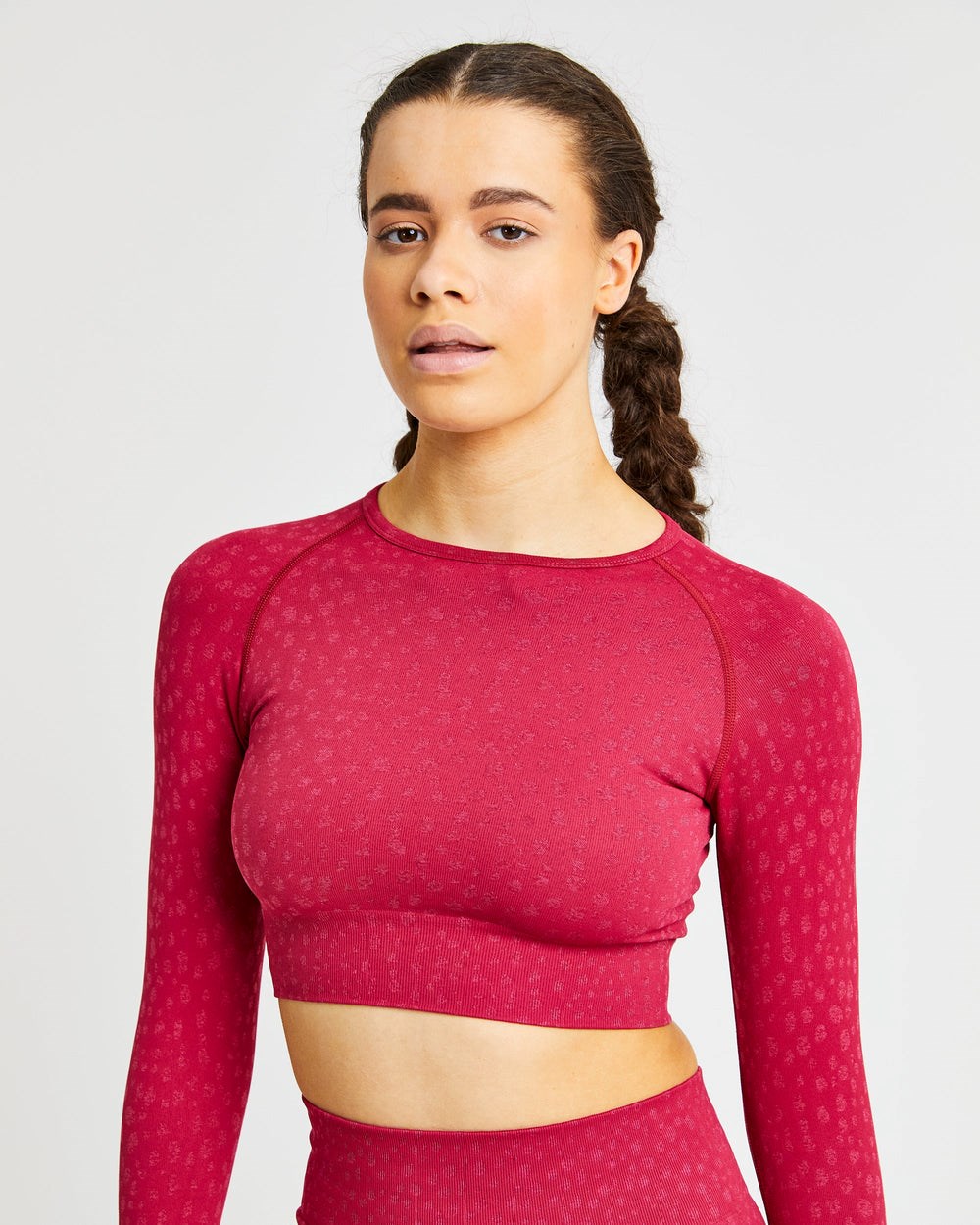 AYBL Evolve Speckle Seamless Long Sleeve Crop Top Raspberry | 127-LWMRJY