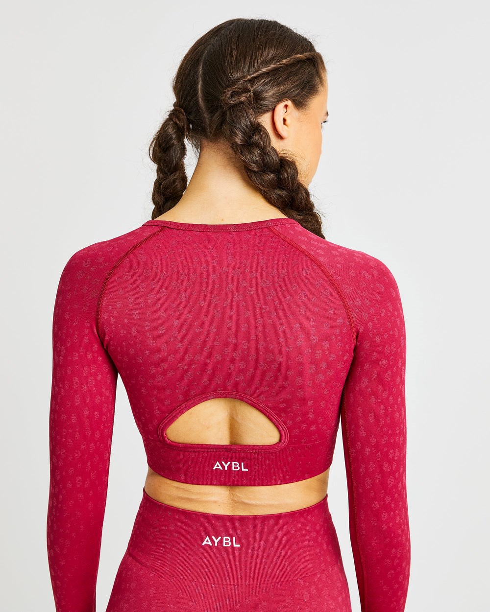 AYBL Evolve Speckle Seamless Long Sleeve Crop Top Raspberry | 127-LWMRJY