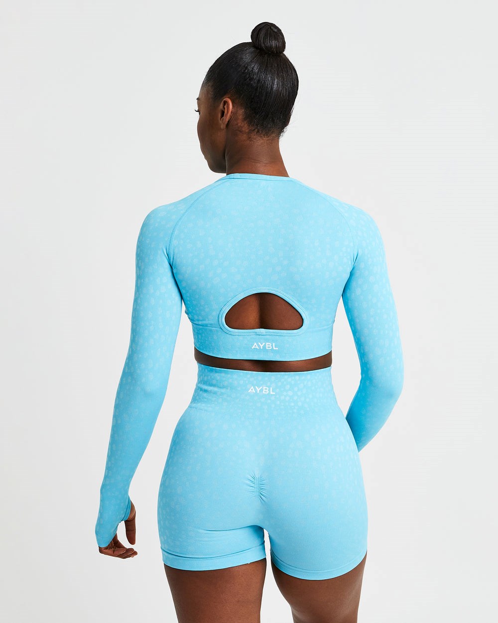 AYBL Evolve Speckle Seamless Long Sleeve Crop Top Hellblau | 216-JRYPKA