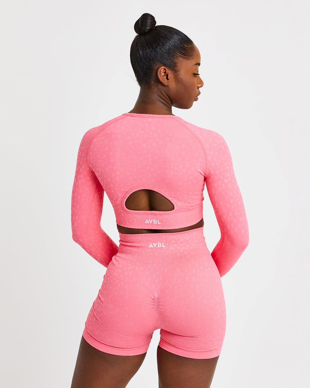 AYBL Evolve Speckle Seamless Long Sleeve Crop Top Koralle Rosa | 285-CMYEST