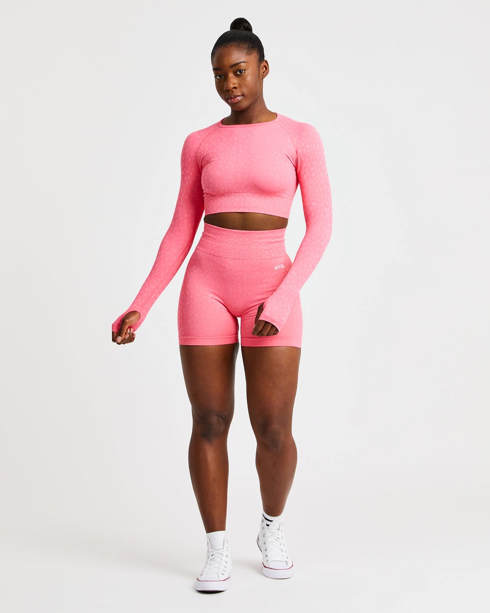 AYBL Evolve Speckle Seamless Long Sleeve Crop Top Koralle Rosa | 285-CMYEST