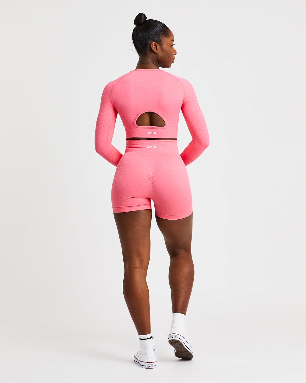 AYBL Evolve Speckle Seamless Long Sleeve Crop Top Koralle Rosa | 285-CMYEST