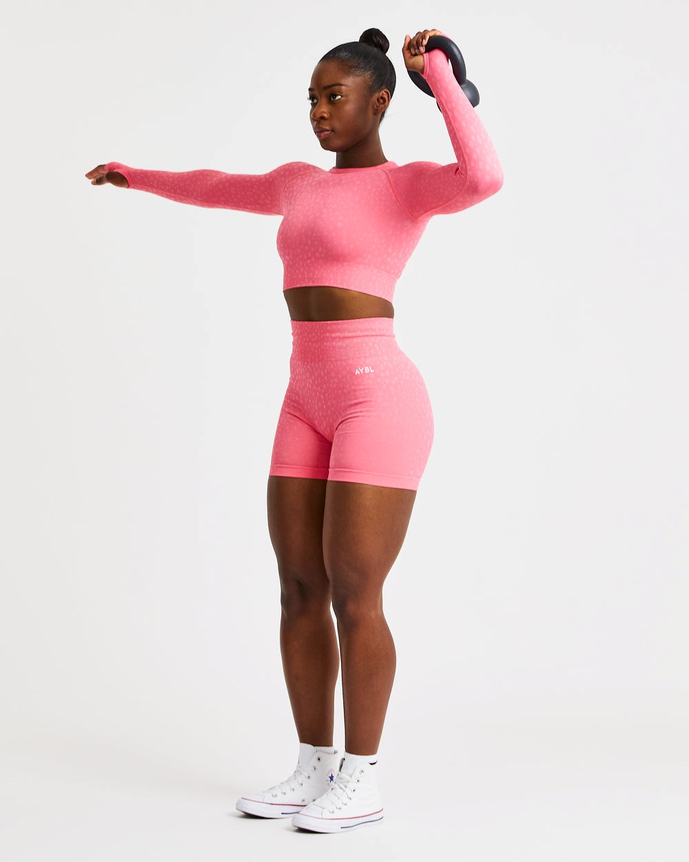 AYBL Evolve Speckle Seamless Long Sleeve Crop Top Koralle Rosa | 285-CMYEST