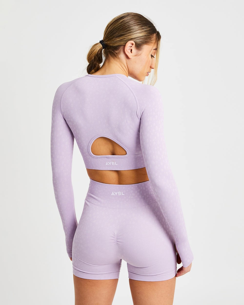 AYBL Evolve Speckle Seamless Long Sleeve Crop Top Lilac | 321-KIDTVL